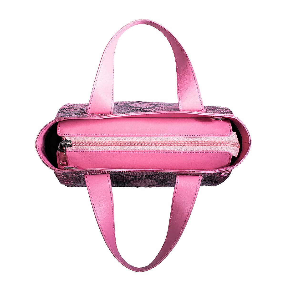 Grand Pelle Pink Genuine Python Leather Tote Bag with Shoulder Strap image number 5