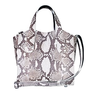 Grand Pelle Natural Genuine Python Leather Tote Bag with Shoulder Strap