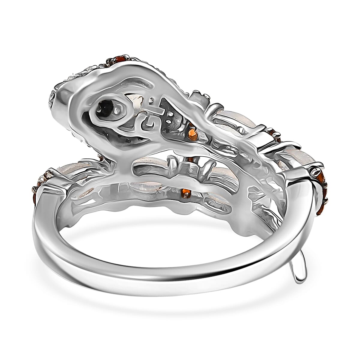 GP Trionfo Collection Rainbow Moonstone and Multi Gemstone 2.10 ctw Serpentine Ring in Rhodium Over Sterling Silver (Size 7.0) image number 5