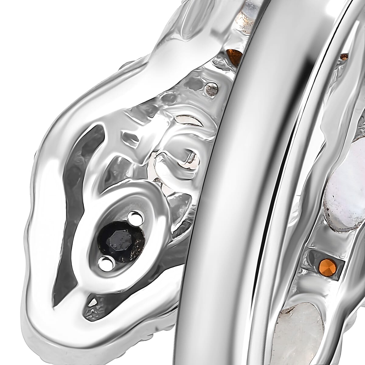 GP Trionfo Collection Rainbow Moonstone and Multi Gemstone 2.10 ctw Serpentine Ring in Rhodium Over Sterling Silver (Size 7.0) image number 7