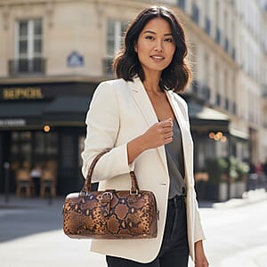 Ankur's Treasure Chest  The Grand Pelle Handcrafted Camel Genuine Python Leather Barrel Bag