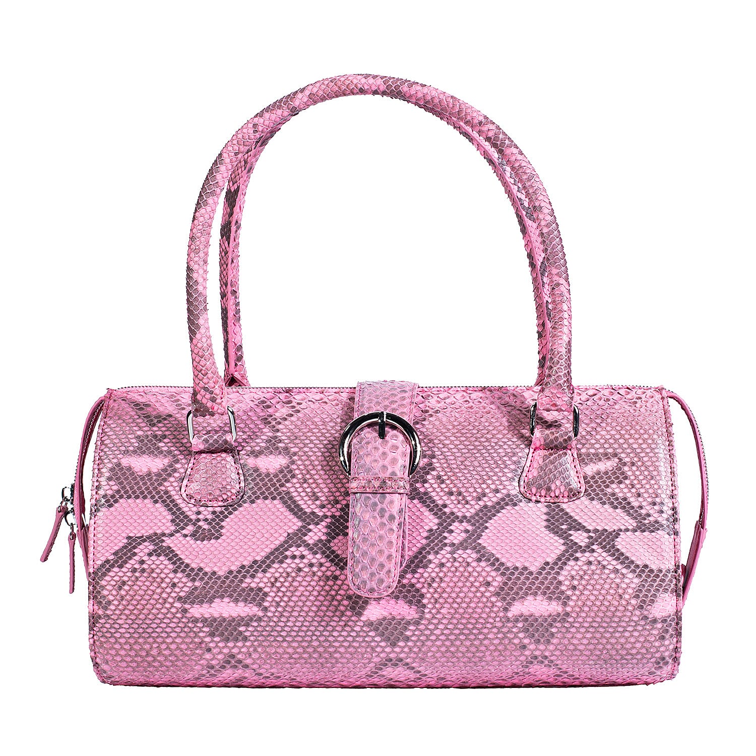 Becky's Birthday Pick The Grand Pelle Handcrafted Pink Genuine Python Leather Barrel Bag