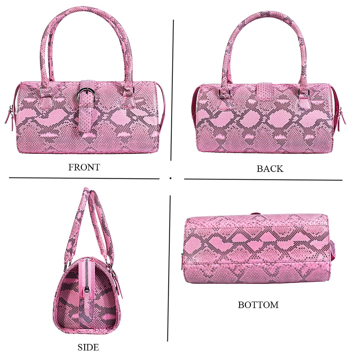 Becky's Birthday Pick The Grand Pelle Handcrafted Pink Genuine Python Leather Barrel Bag image number 1