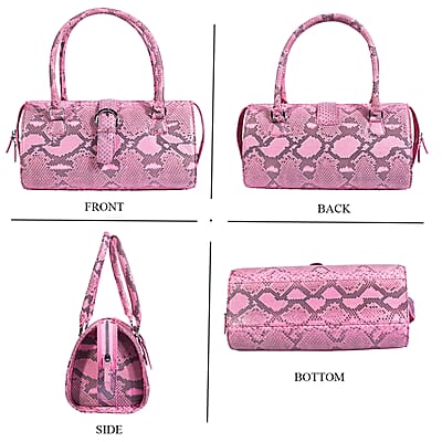 Becky's Birthday Pick The Grand Pelle Handcrafted Pink Genuine Python Leather Barrel Bag