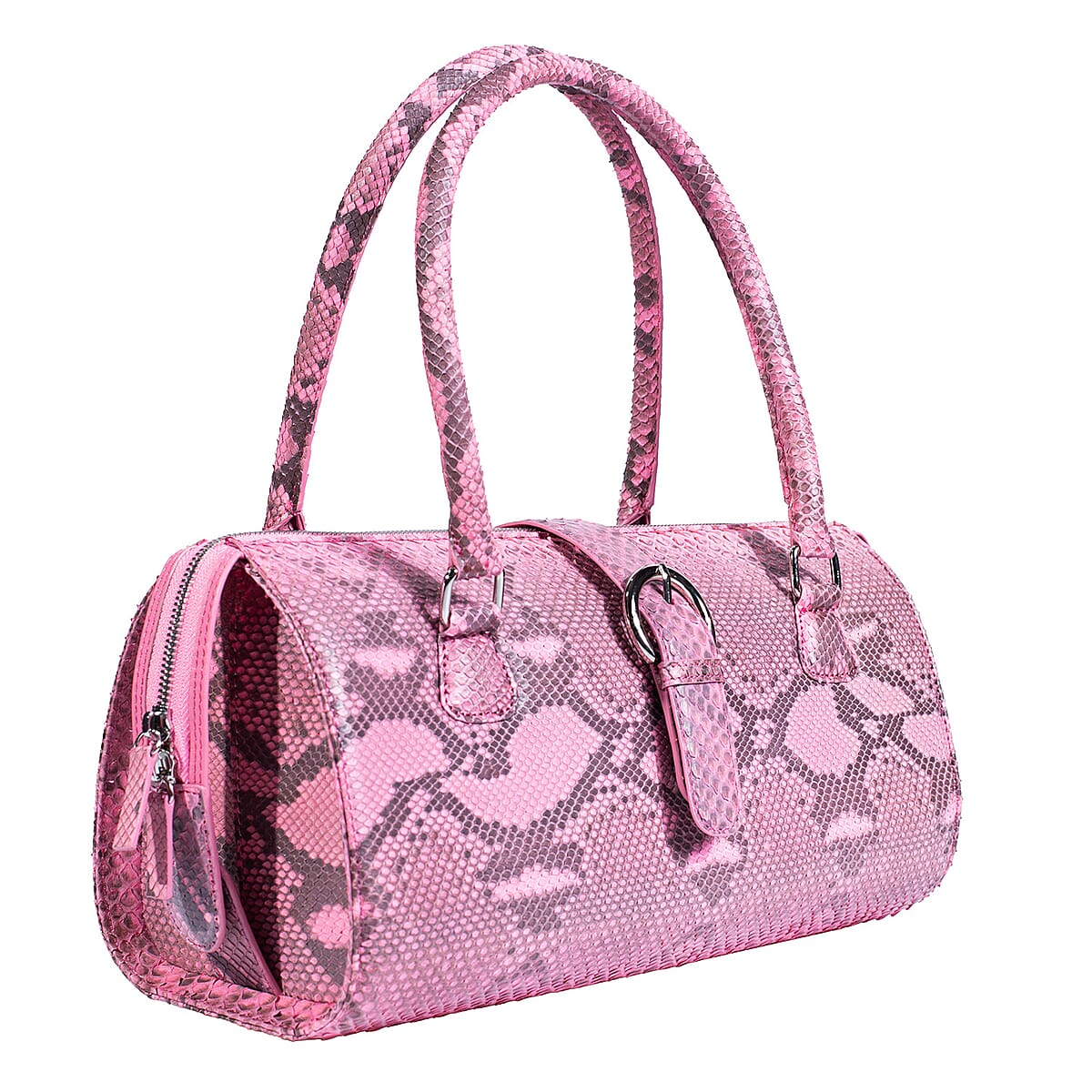 Becky's Birthday Pick The Grand Pelle Handcrafted Pink Genuine Python Leather Barrel Bag image number 2