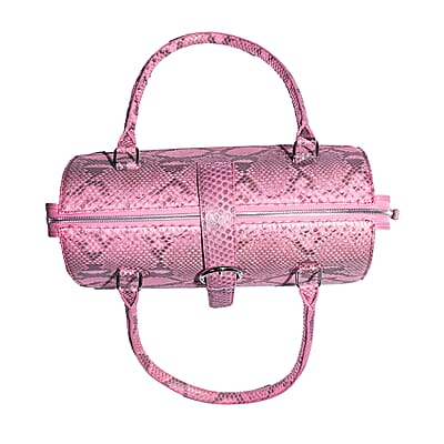 Becky's Birthday Pick The Grand Pelle Handcrafted Pink Genuine Python Leather Barrel Bag