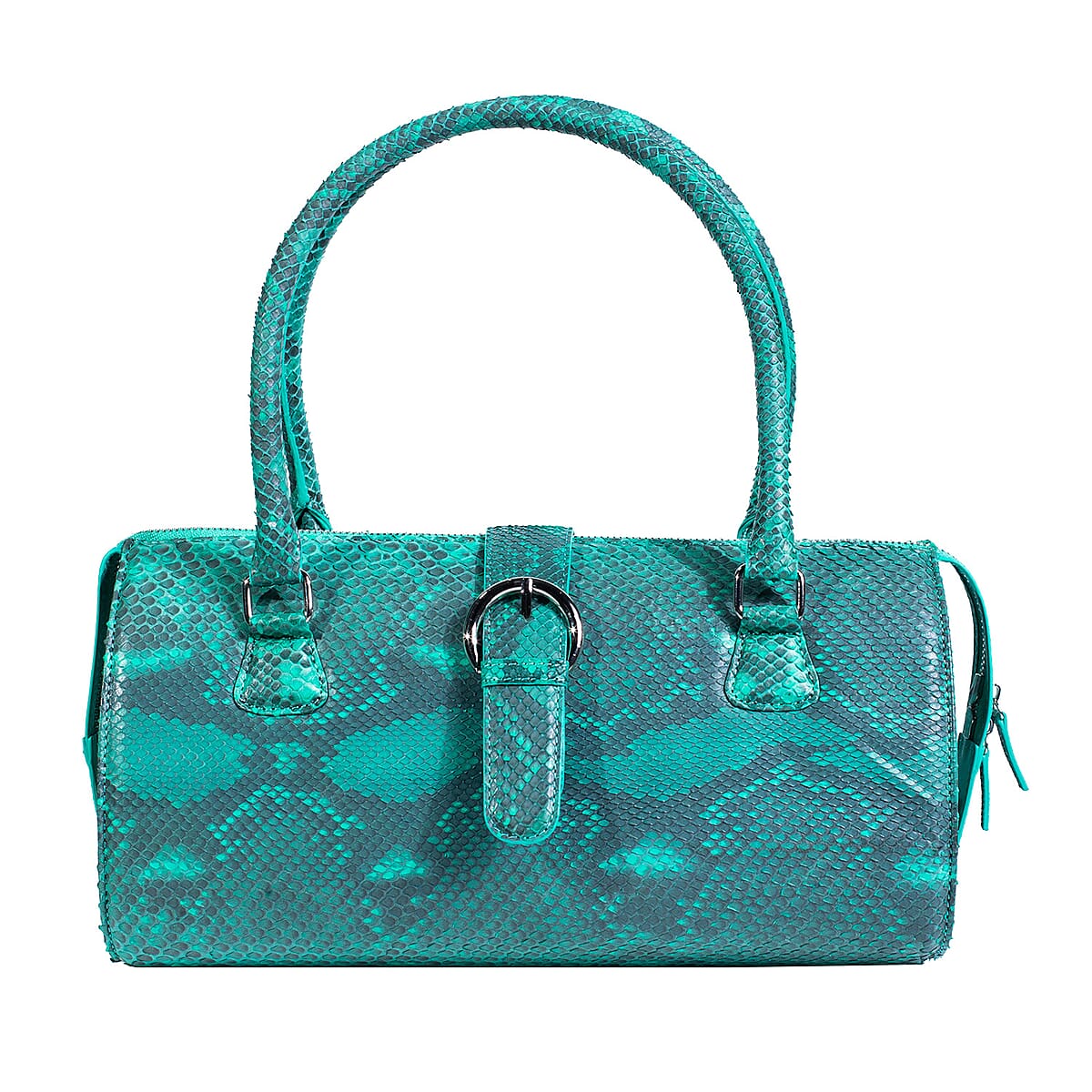 Becky's Birthday Pick The Grand Pelle Handcrafted Green Genuine Python Leather Barrel Bag image number 0