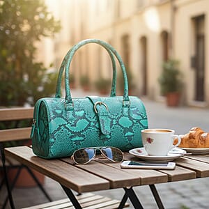 Ankur's Treasure Chest  The Grand Pelle Handcrafted Green Genuine Python Leather Barrel Bag