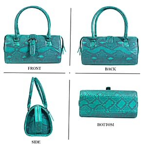 Ankur's Treasure Chest  The Grand Pelle Handcrafted Green Genuine Python Leather Barrel Bag