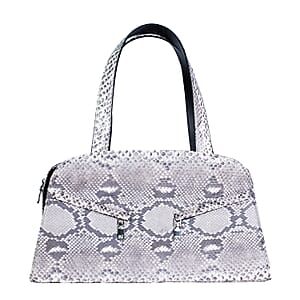 The Grand Pelle Handcrafted Natural Genuine Python Leather Trapeze Tote Bag