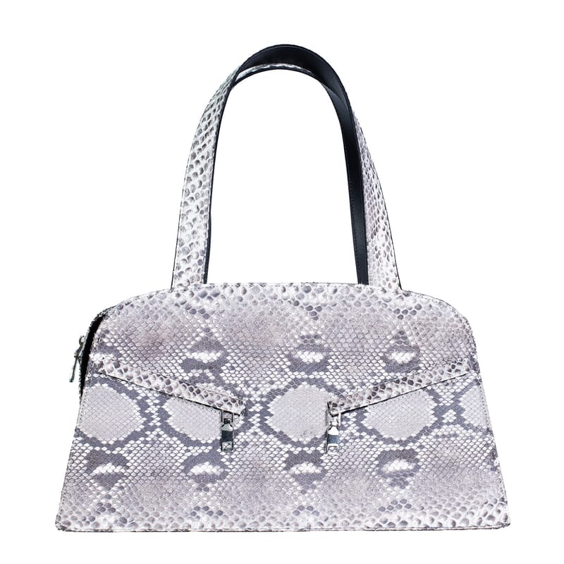 The Grand Pelle Handcrafted Natural Genuine Python Leather Trapeze Tote Bag