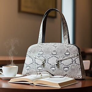 The Grand Pelle Handcrafted Natural Genuine Python Leather Trapeze Tote Bag