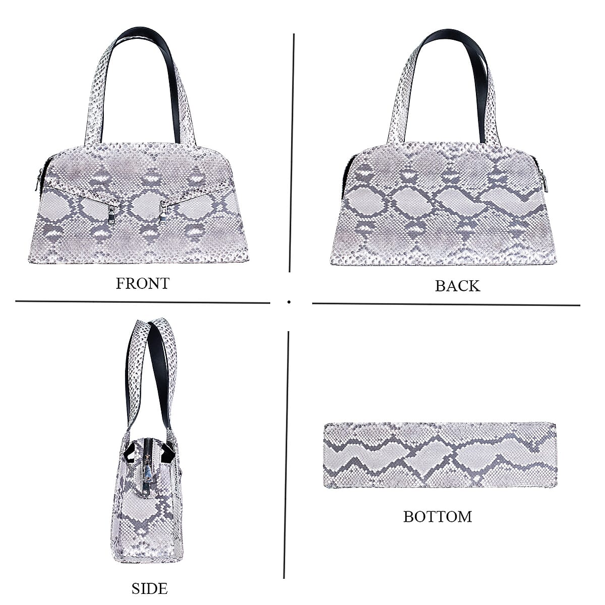 The Grand Pelle Handcrafted Natural Genuine Python Leather Trapeze Tote Bag image number 3