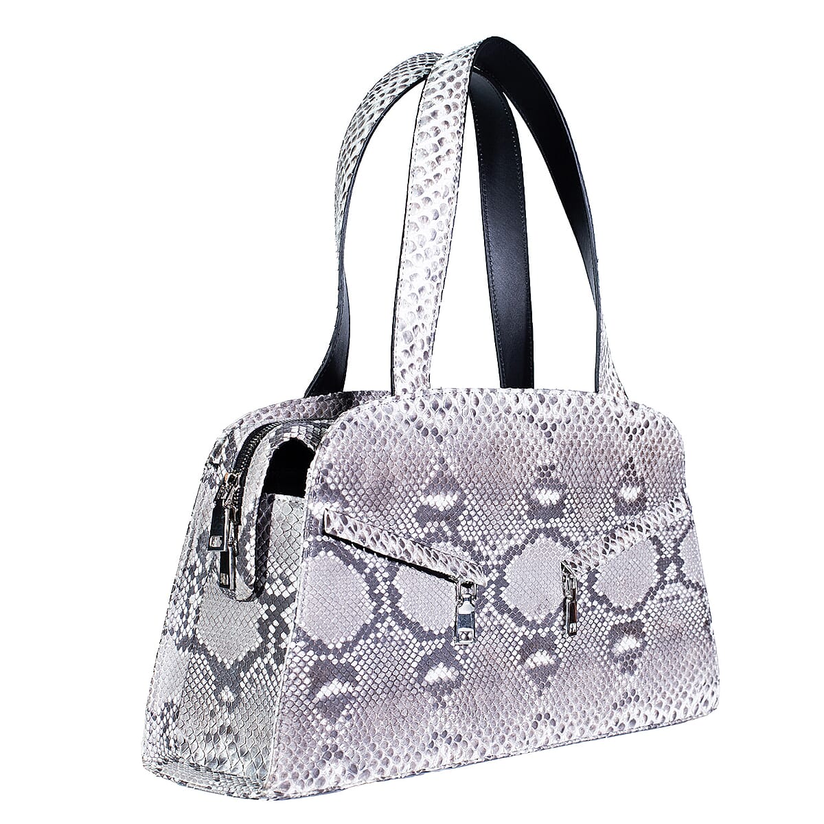 The Grand Pelle Handcrafted Natural Genuine Python Leather Trapeze Tote Bag image number 4