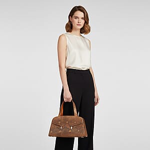 The Grand Pelle Handcrafted Camel Genuine Python Leather Trapeze Tote Bag