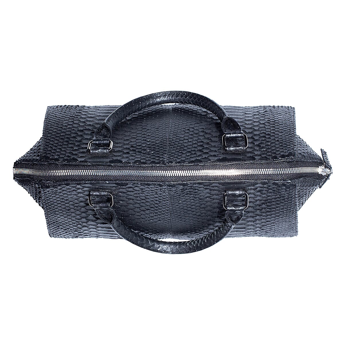 The Grand Pelle Handcrafted Black Genuine Python Leather Satchel Bag with Shoulder Strap image number 5