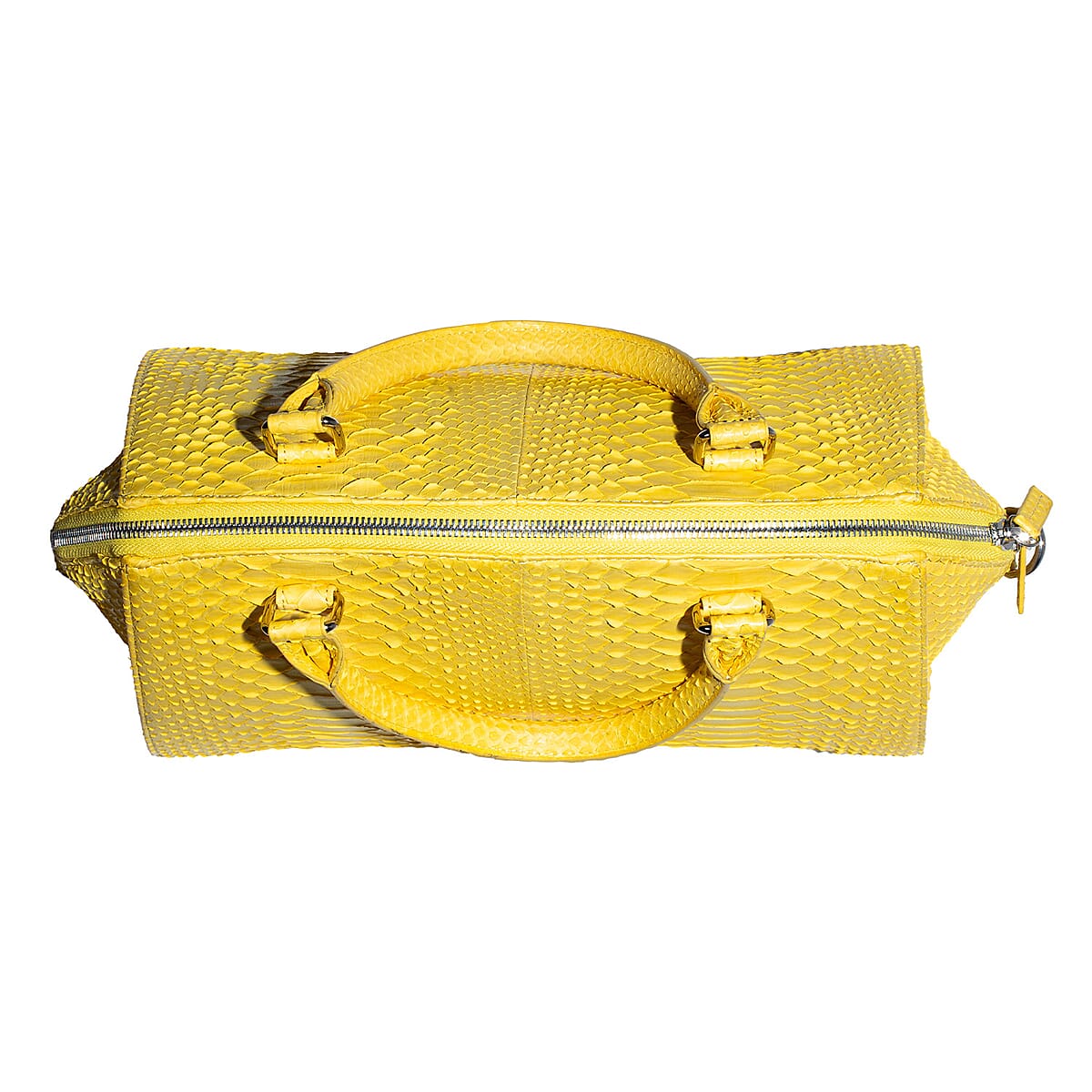 The Grand Pelle Handcrafted Yellow Genuine Python Leather Satchel Bag with Shoulder Strap image number 5