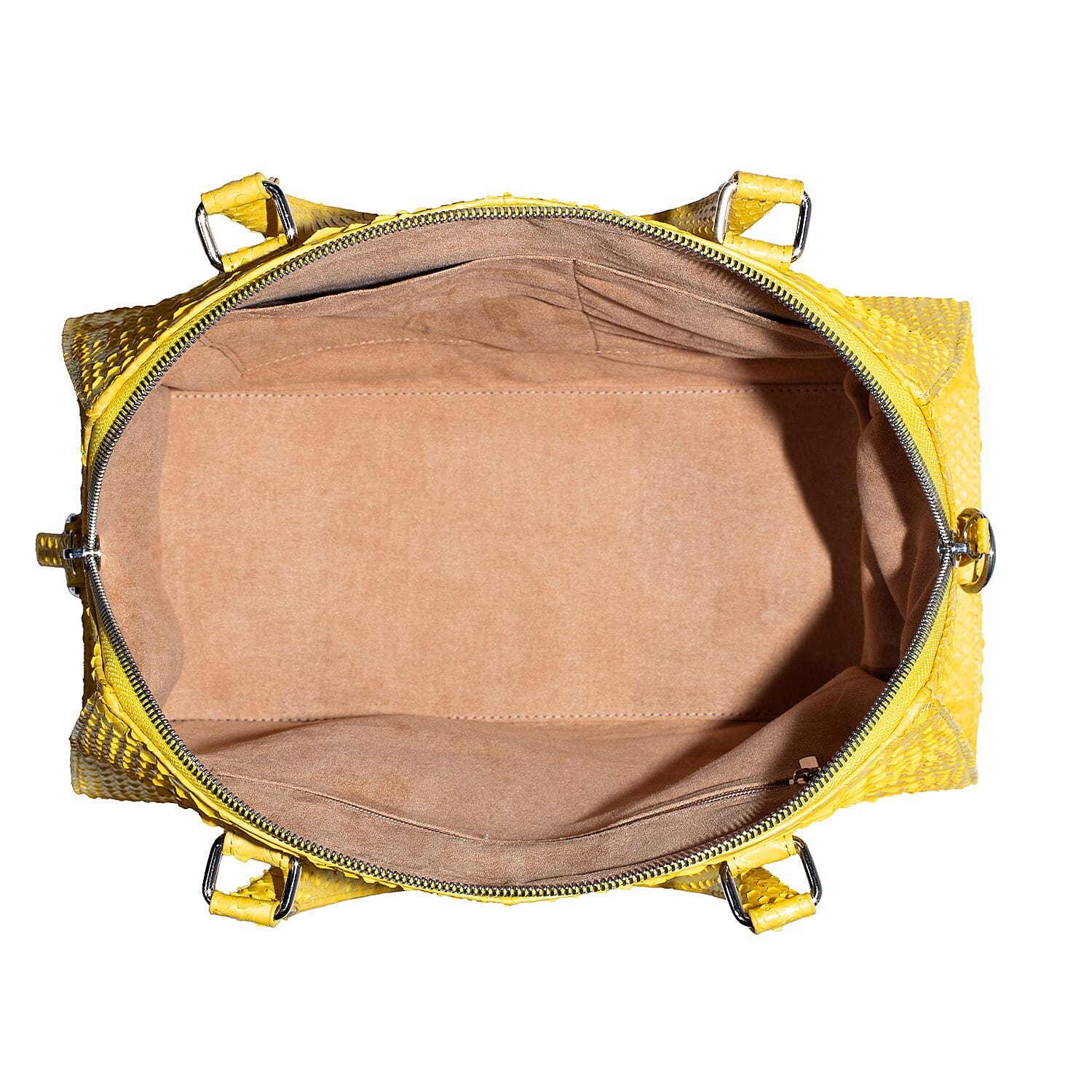 The Grand Pelle Handcrafted Yellow Genuine Python Leather Satchel Bag with Shoulder Strap