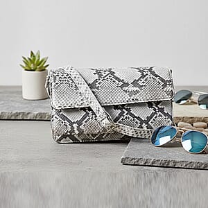 Grand Pelle Natural Genuine Python Leather Shoulder Flap Bag