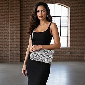 Grand Pelle Natural Genuine Python Leather Shoulder Flap Bag