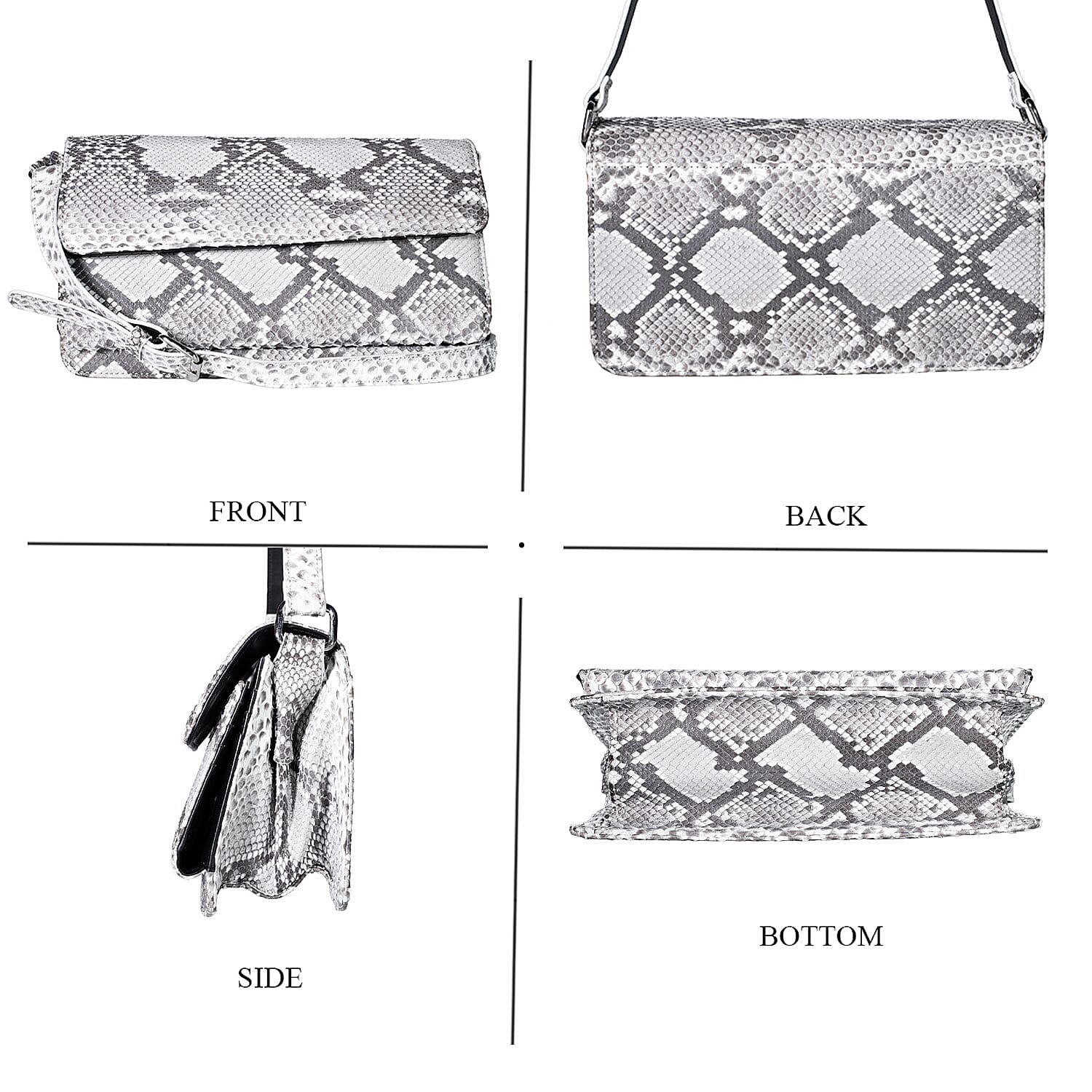 Grand Pelle Natural Genuine Python Leather Shoulder Flap Bag