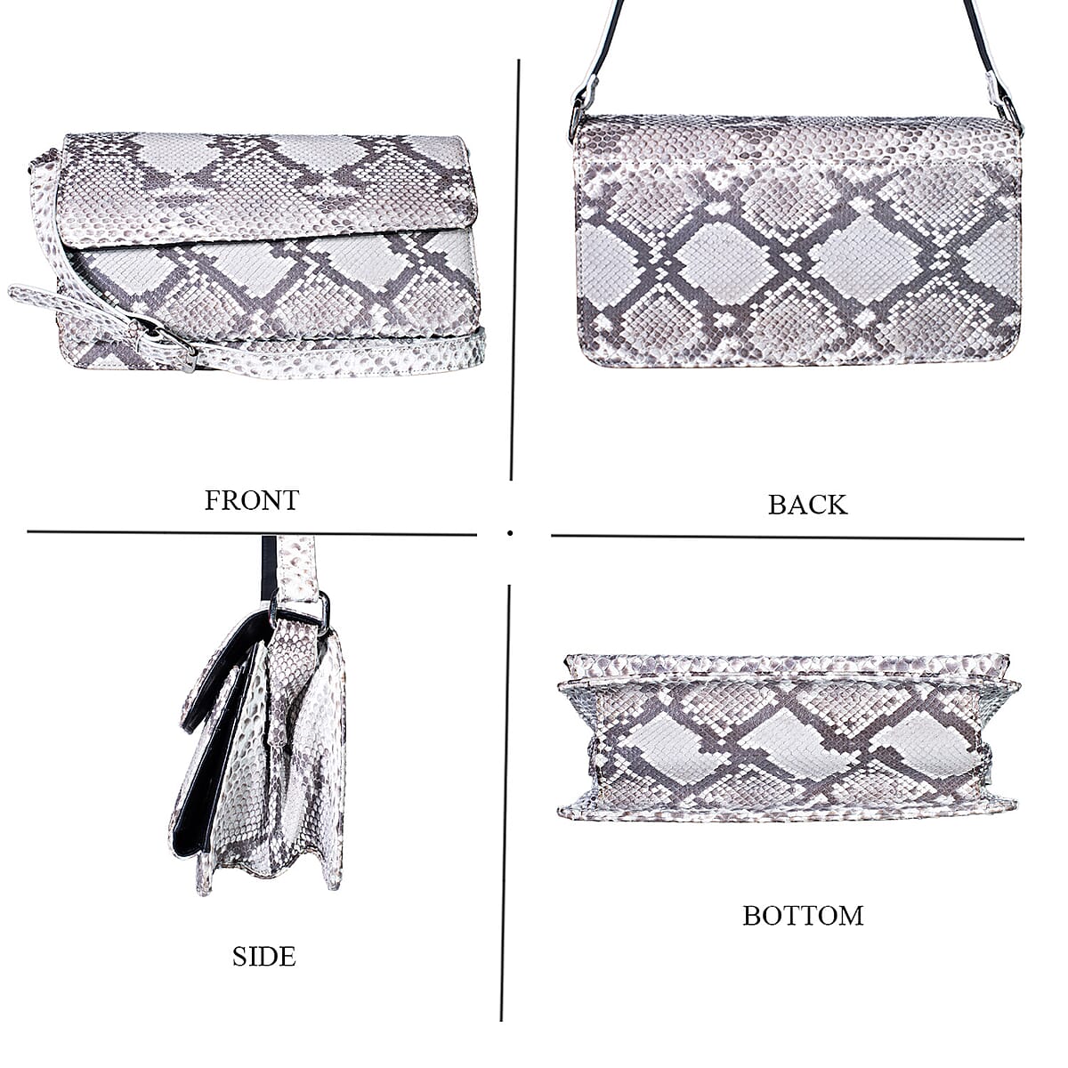 Grand Pelle Natural Genuine Python Leather Shoulder Flap Bag image number 3