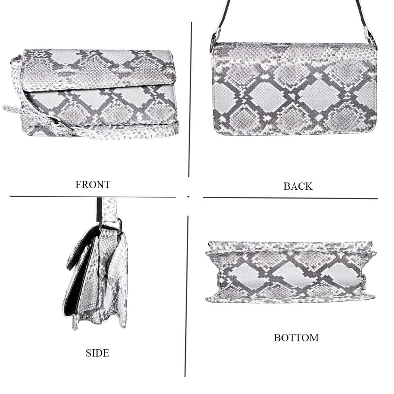 Grand Pelle Natural Genuine Python Leather Shoulder Flap Bag