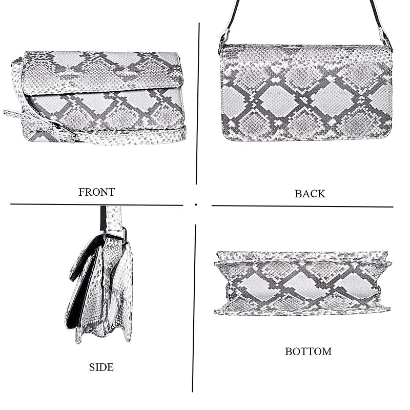 Grand Pelle Natural Genuine Python Leather Shoulder Flap Bag