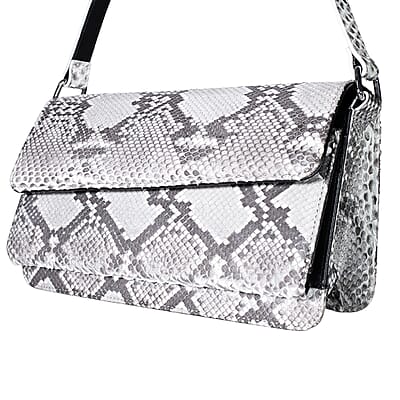 Grand Pelle Natural Genuine Python Leather Shoulder Flap Bag