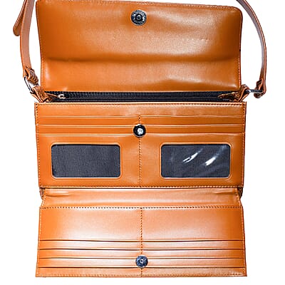 Grand Pelle Camel Genuine Python Leather Shoulder Flap Bag