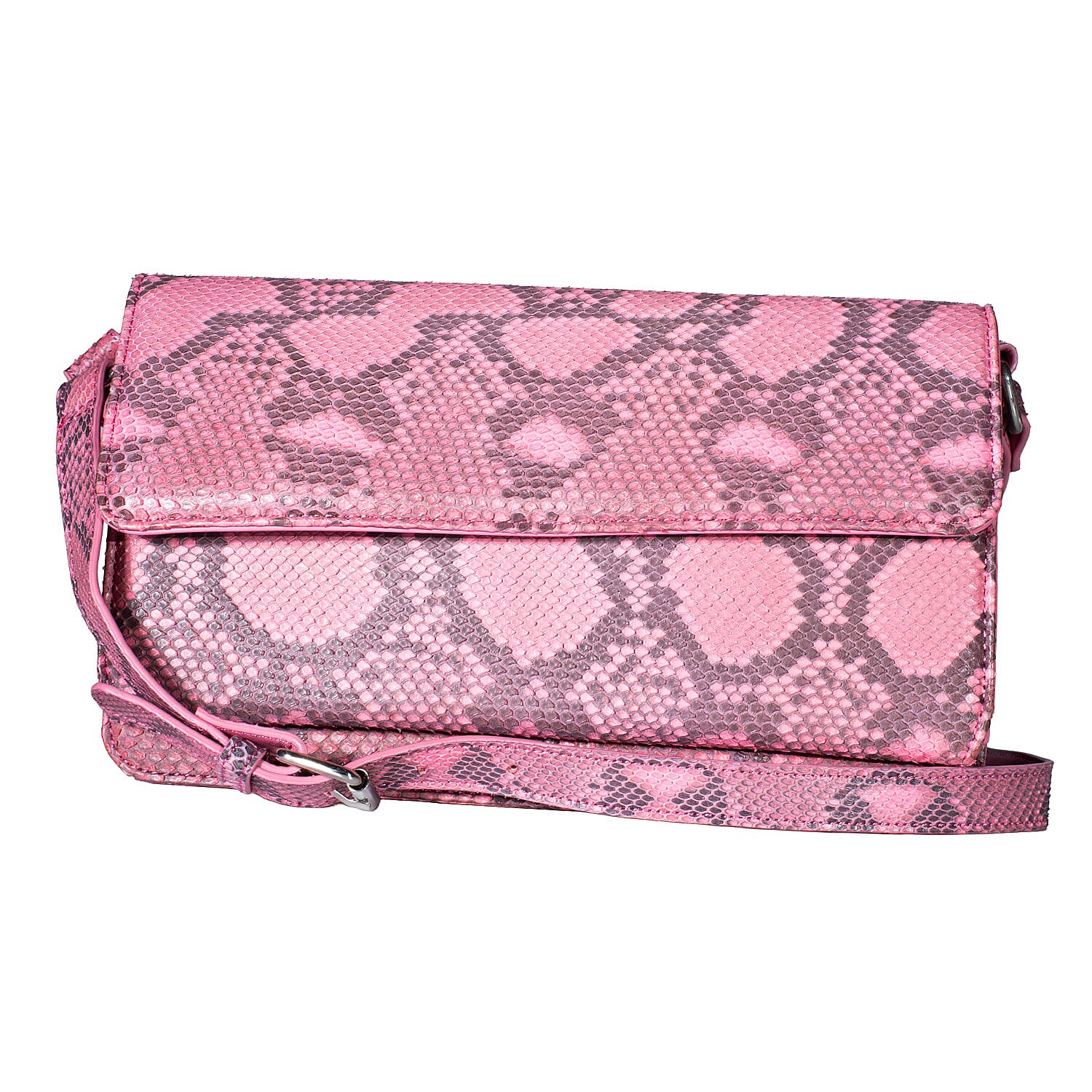Grand Pelle Pink Genuine Python Leather Shoulder Flap Bag