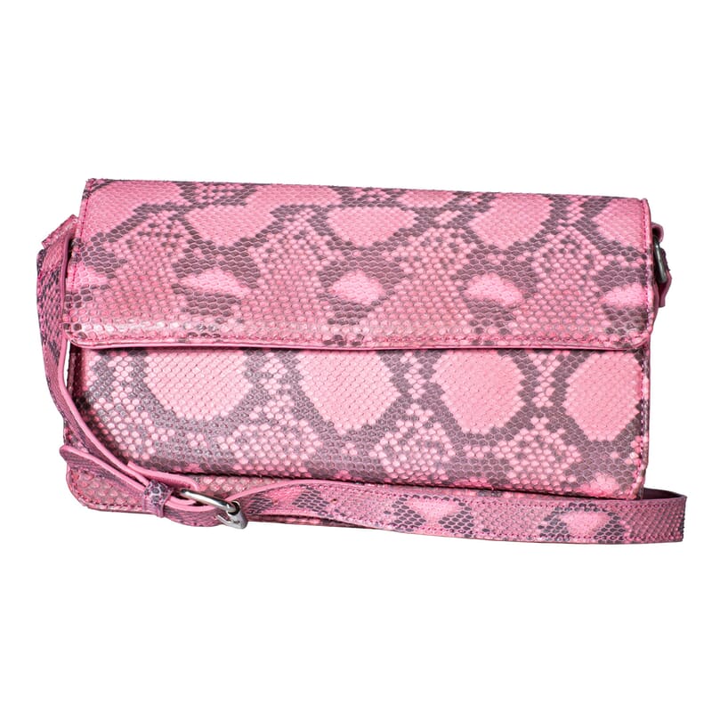 Grand Pelle Pink Genuine Python Leather Shoulder Flap Bag