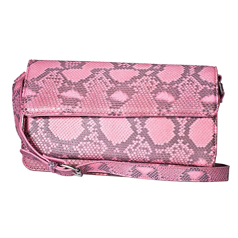 Grand Pelle Pink Genuine Python Leather Shoulder Flap Bag