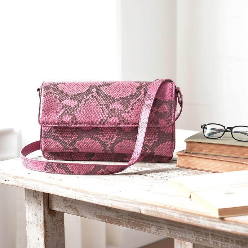 Grand Pelle Pink Genuine Python Leather Shoulder Flap Bag
