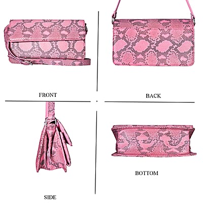 Grand Pelle Pink Genuine Python Leather Shoulder Flap Bag