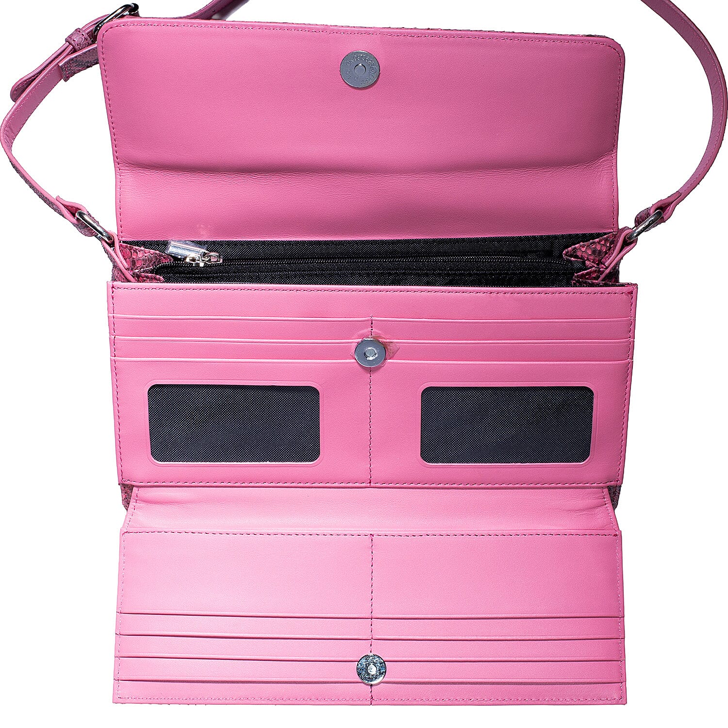 Grand Pelle Pink Genuine Python Leather Shoulder Flap Bag
