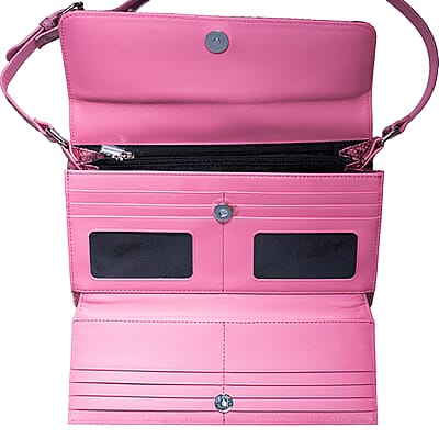 Grand Pelle Pink Genuine Python Leather Shoulder Flap Bag