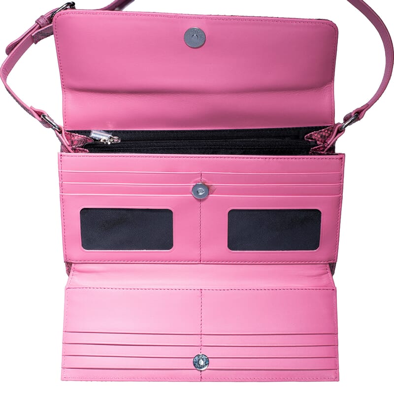 Grand Pelle Pink Genuine Python Leather Shoulder Flap Bag