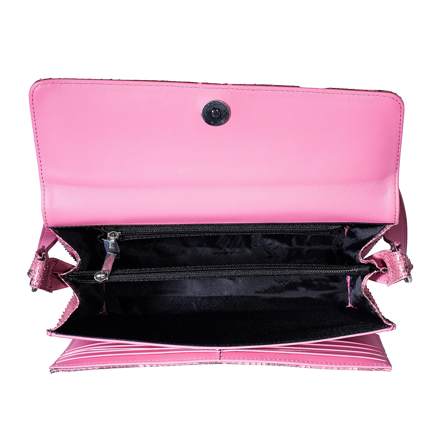 Grand Pelle Pink Genuine Python Leather Shoulder Flap Bag