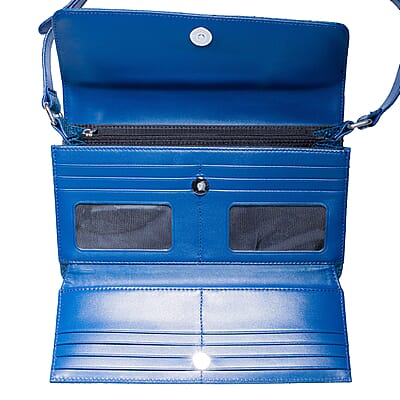 Grand Pelle Blue Genuine Python Leather Shoulder Flap Bag