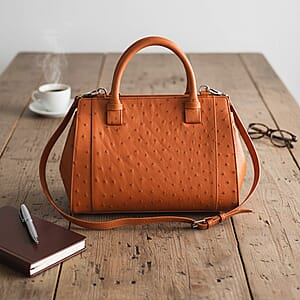 Doorbuster Grand Pelle Brown Genuine Ostrich Leather Tote Bag