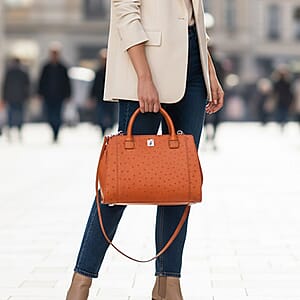 Doorbuster Grand Pelle Brown Genuine Ostrich Leather Tote Bag