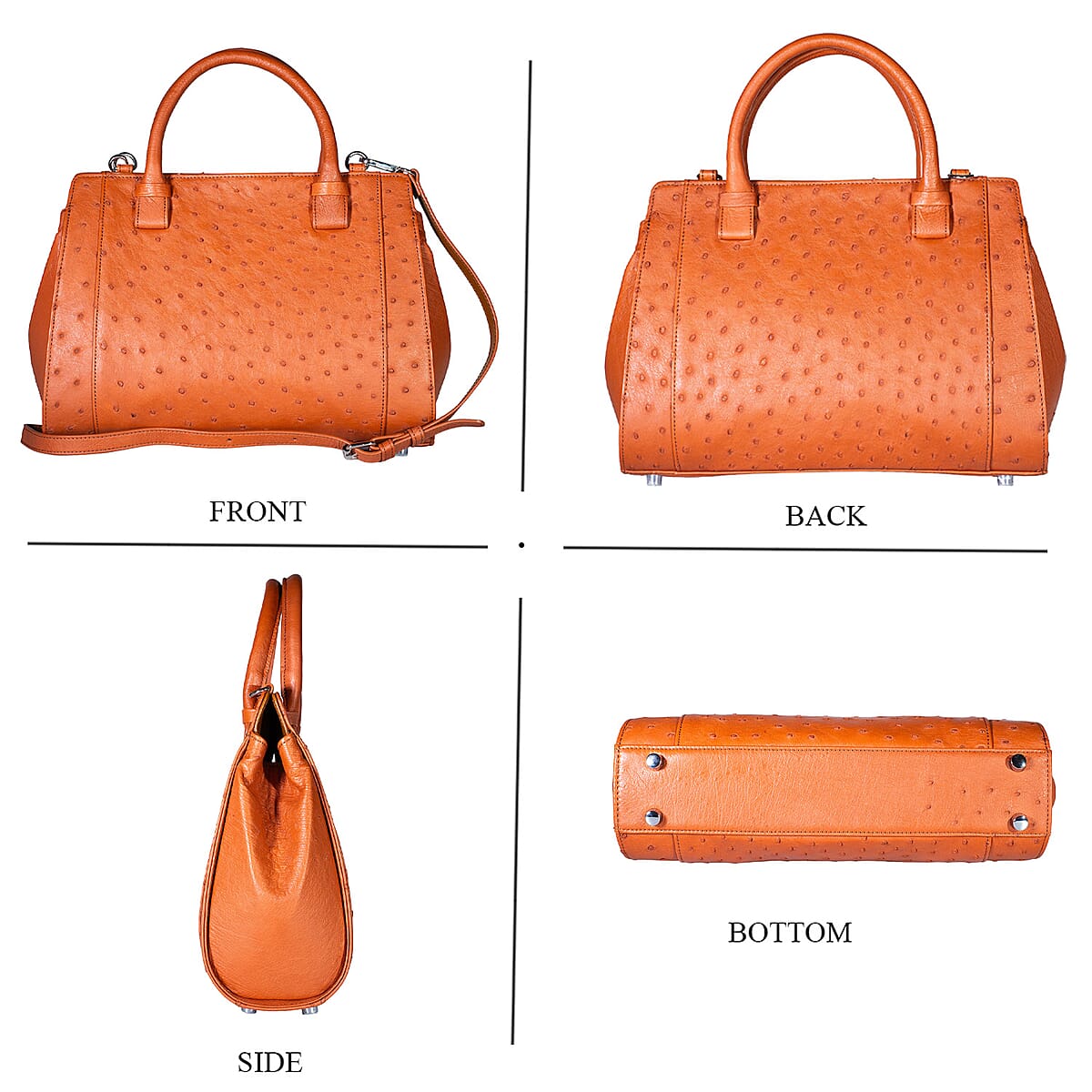 Doorbuster Grand Pelle Brown Genuine Ostrich Leather Tote Bag image number 3