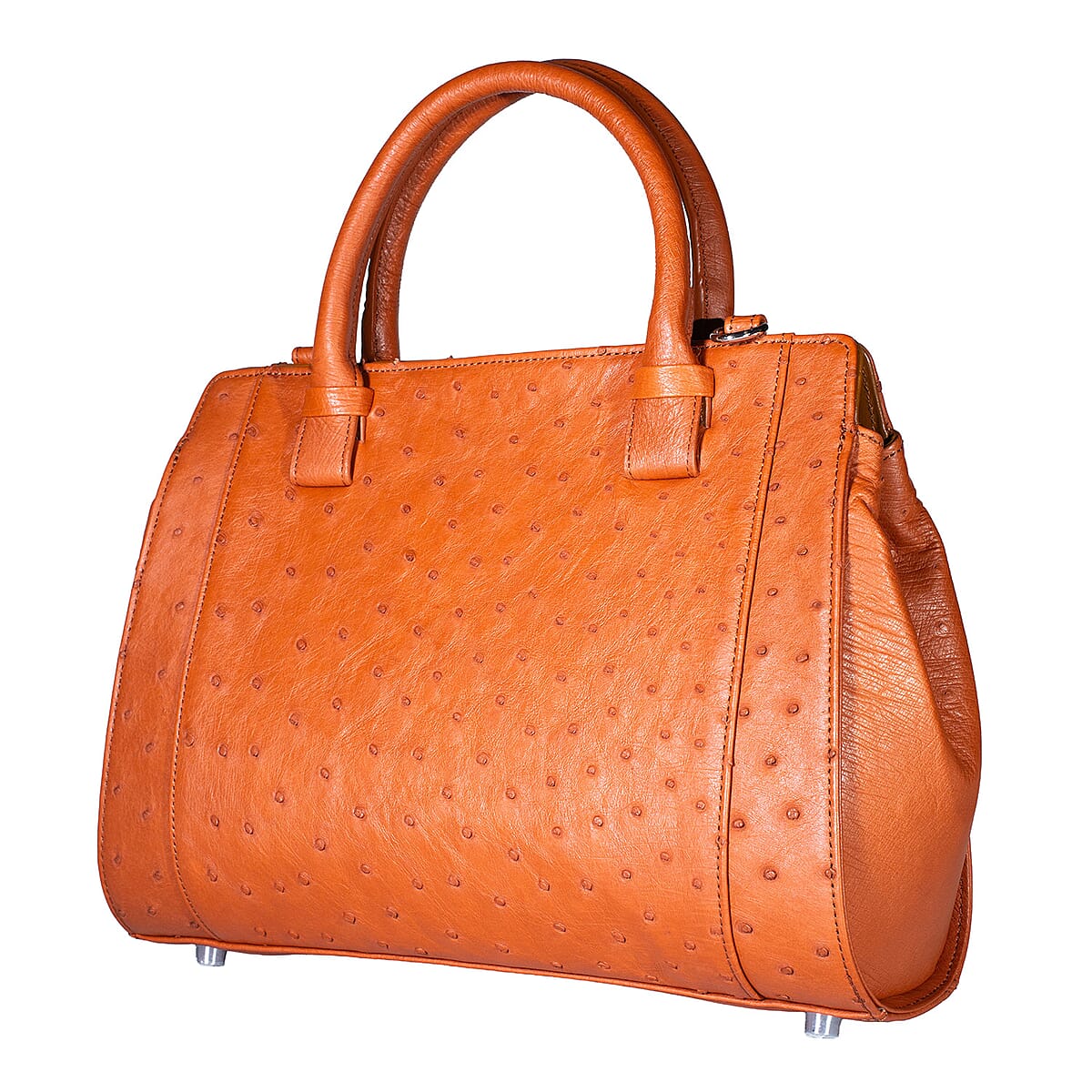 Doorbuster Grand Pelle Brown Genuine Ostrich Leather Tote Bag image number 4