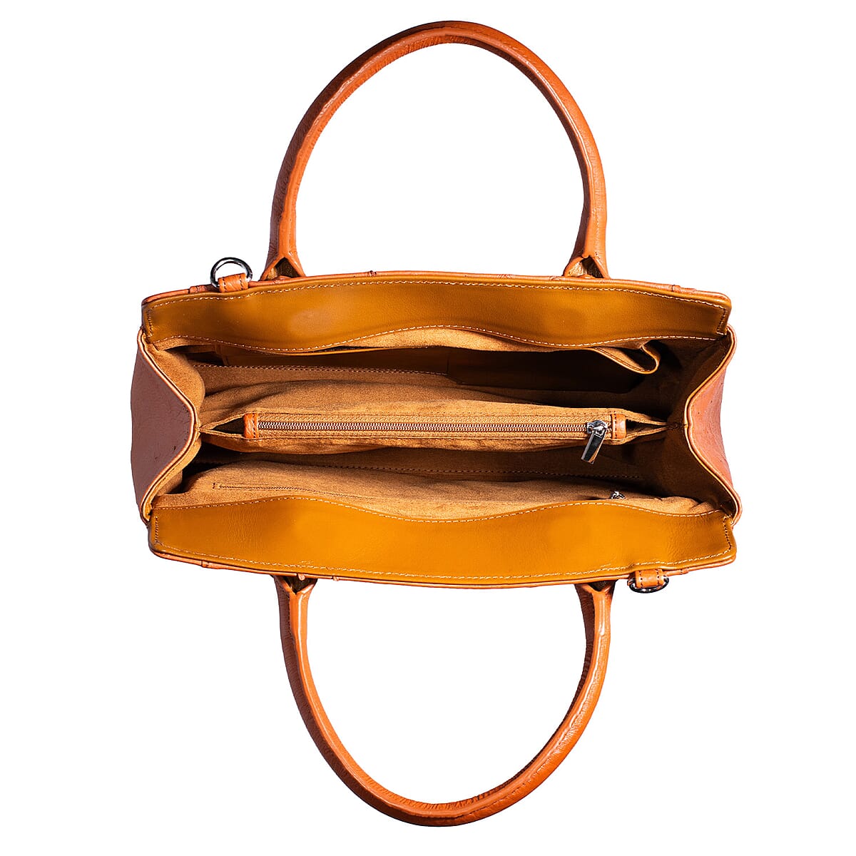 Doorbuster Grand Pelle Brown Genuine Ostrich Leather Tote Bag image number 5