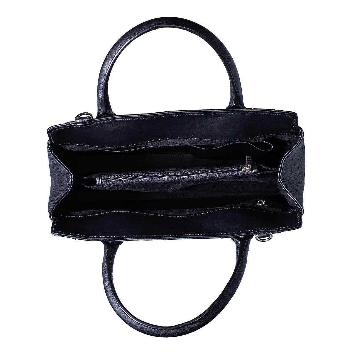 Doorbuster Grand Pelle Black Genuine Ostrich Leather Tote Bag image number 5