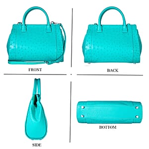  Grand Pelle Turquoise Genuine Ostrich Leather Tote Bag