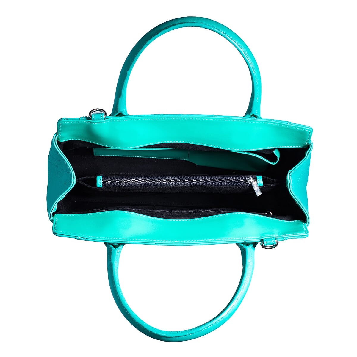Doorbuster Grand Pelle Turquoise Genuine Ostrich Leather Tote Bag image number 5