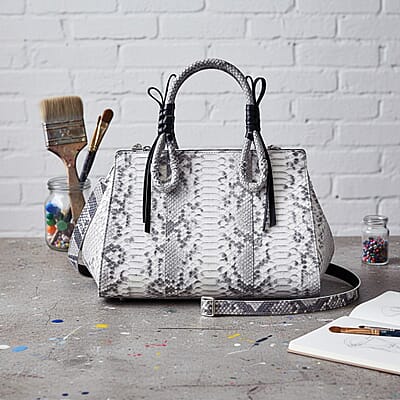 Grand Pelle Natural Genuine Python Leather Tote Bag