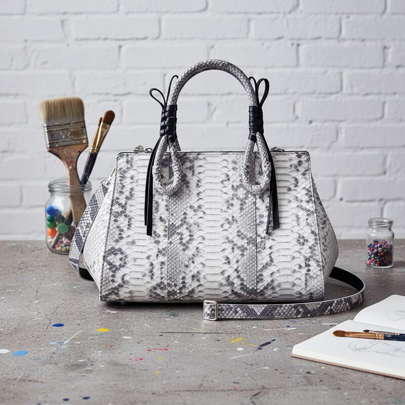 Grand Pelle Natural Genuine Python Leather Tote Bag